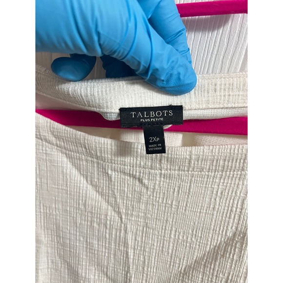Talbots Cream Textured Peasant Blouse Womens Petite Plus 2X Cotton Blend Top - Picture 7 of 7